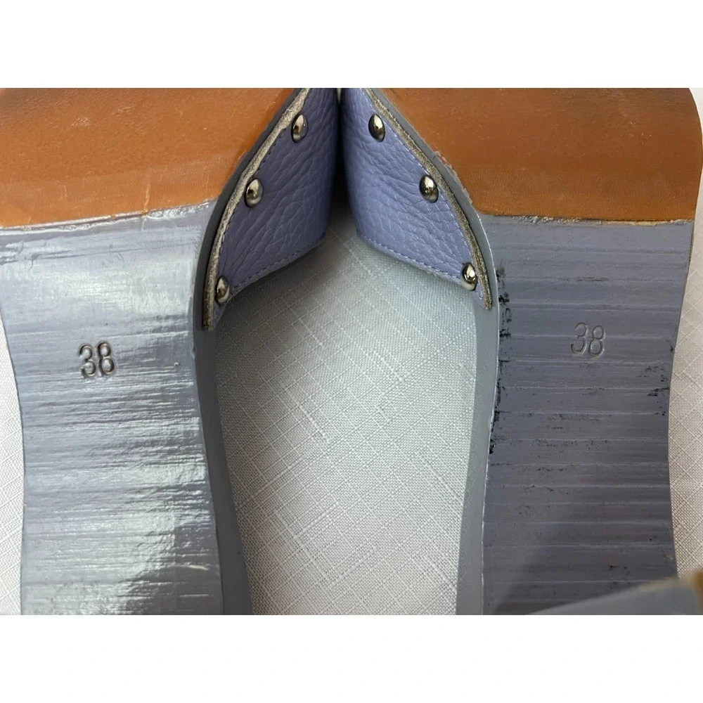 Burberry Lilac Slide Buckle Sandal Leather & Patent Covered 3 in Heel‎ SZ 38/7.5